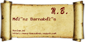 Münz Barnabás névjegykártya