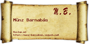 Münz Barnabás névjegykártya